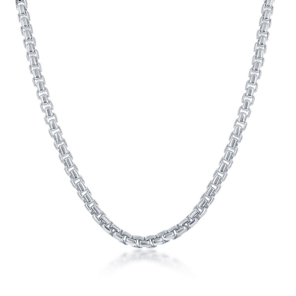 Sterling Silver 4mm Round Box Chain - Silver Plated