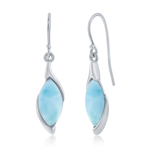 Sterling Silver Marquise Larimar Earrings