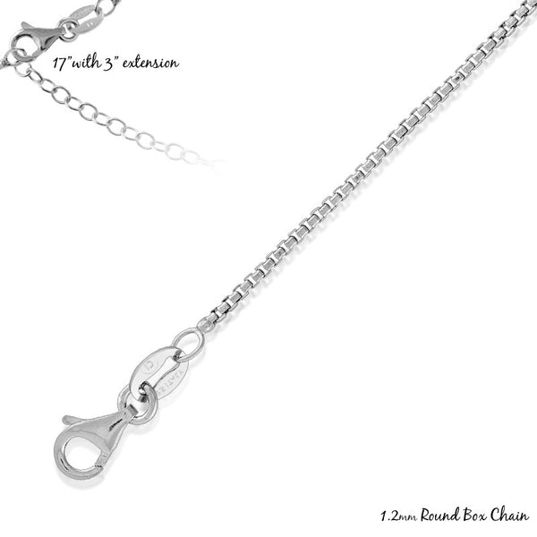 Sterling Silver 1.2mm Round Box Chain - Rhodium Plated