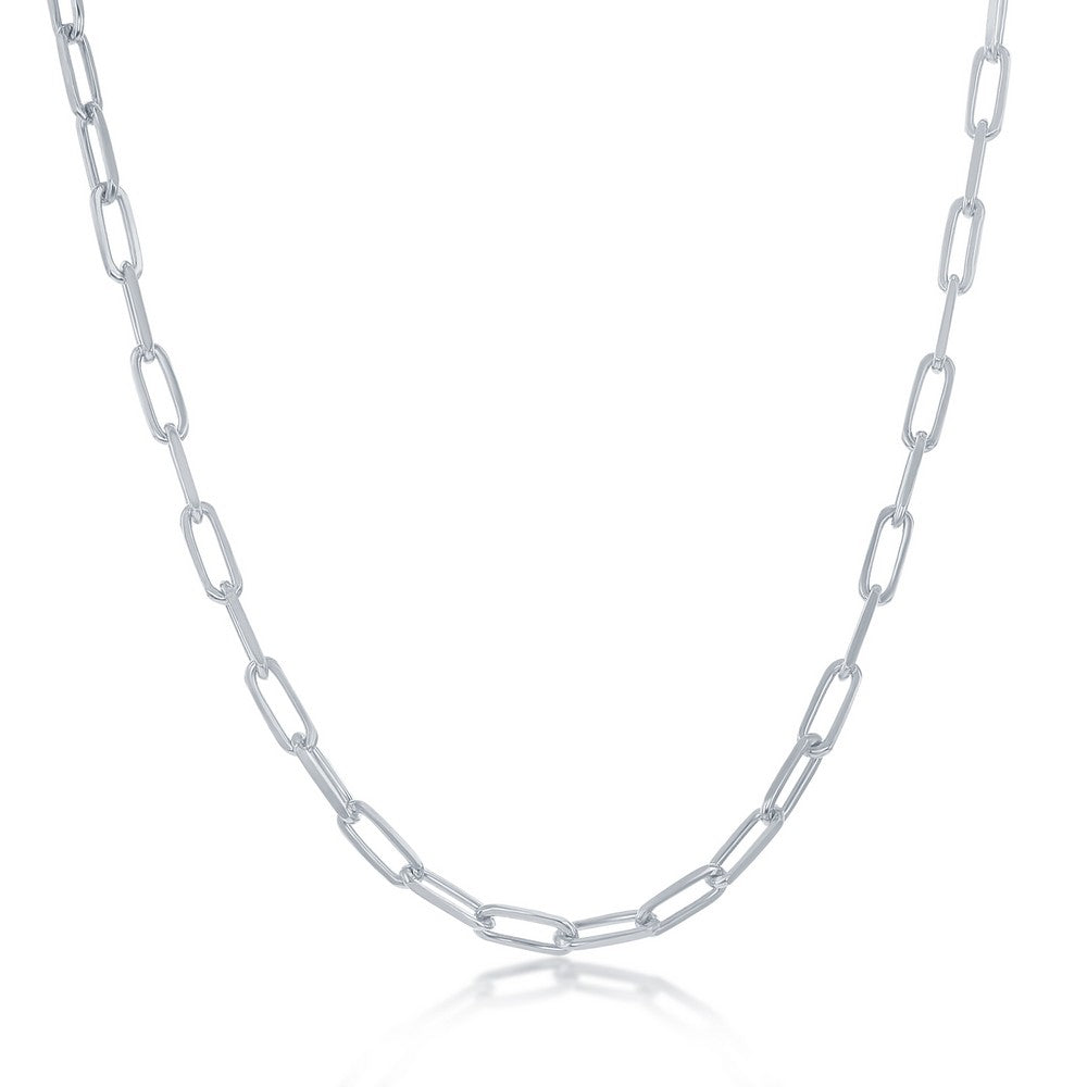 Sterling Silver 2.8mm Paper Clip Linked Chain - Rhodium Plated