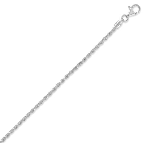 Sterling Silver 1.9mm Rope Chain  - Silver Plated