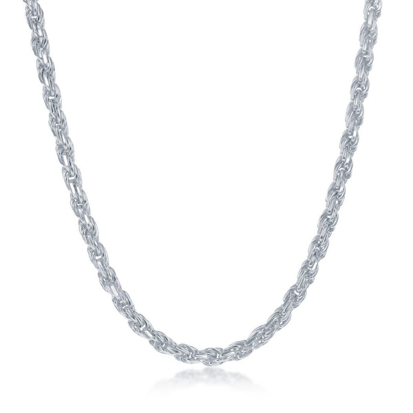 Sterling Silver 3.7mm Rope Chain - Silver Plated