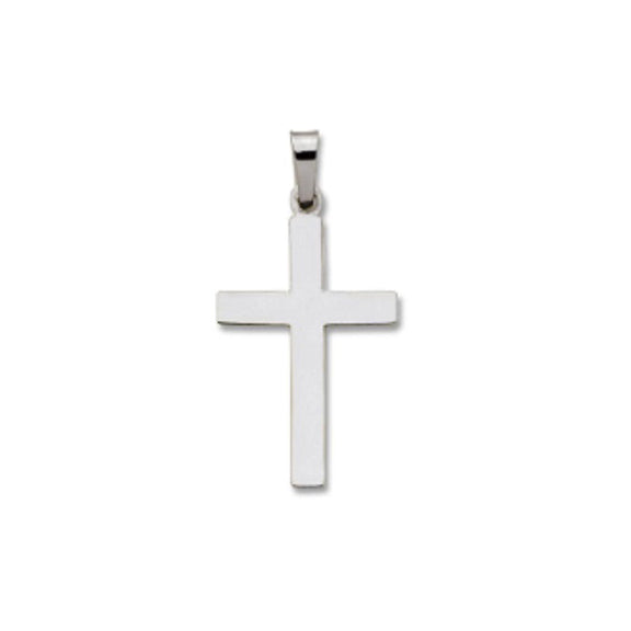 14kt White Gold Cross - Hollow - Plain High Polish - 5/8 x 7/8 Inch